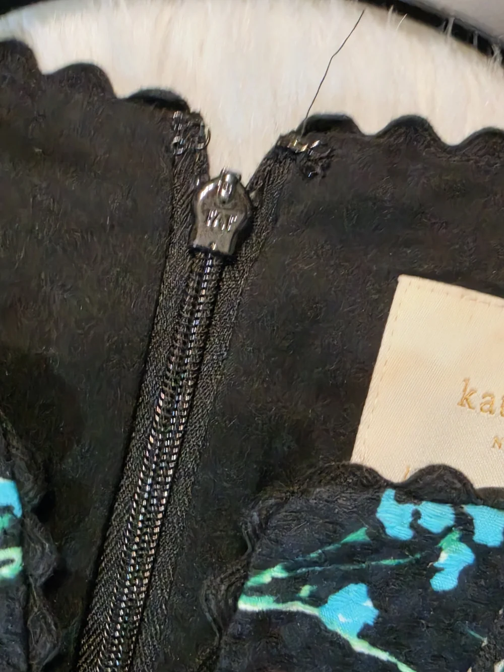 kate spade Black Floral Embroidered V-Neck Mini Dress